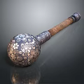 Decorative Mace With Intricate Floral Patterns And Wooden Handle Design