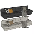 Plush Beige And Gray Double Sofa With Decorative Pillows And Throw Blanket
