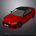 Red Sports Coupe Car With Black Roof And Sleek Black Rims