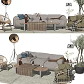 Light Luxury Sofa Coffee Table Combination 3d model