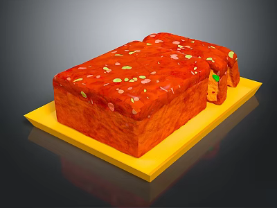 Delicious Vibrant Orange Bread Loaf on Yellow Tray with Colorful Sprinkles 3d model