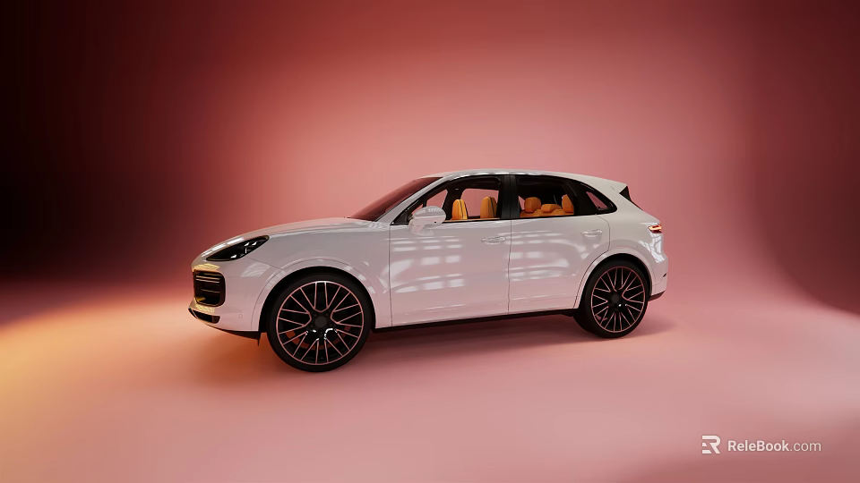 Stylish White SUV with Black Wheels and Orange Interior Design 3d model 
