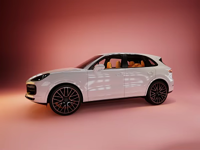Stylish White SUV with Black Wheels and Orange Interior Design 3d model