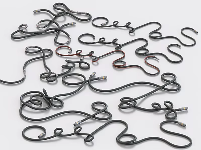 Colorful Coiled Data Charging Cables as Daily Life Essentials with Black Red and Other Colors 3d model