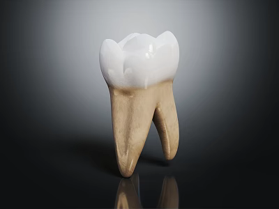 Detailed Human Tooth Organ 3D Model With White Crown And Natural Root Structure 3d model
