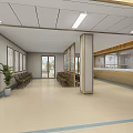 Bright Hospital Outpatient Clinic Lobby With Reception Desk Waiting Area And Green Plants