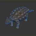 Realistic Detailed Brown Armored Ankylosaurus Dinosaur Model With Spikes On Dark Background