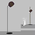 Modern Floor Lamp Design Illuminating Wall With White Vase And Books On Table 3d model