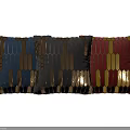 Stylish Throw Pillows Featuring Blue Black Red and Gold Striped Patterns