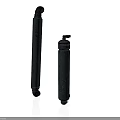 Two Black Cylindrical Support Equipment Pieces With Round Base And Top Connectors