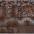 Patterned Metal Background Wall With Modern Decorative Panels Featuring Geometric Wave And Dot Designs