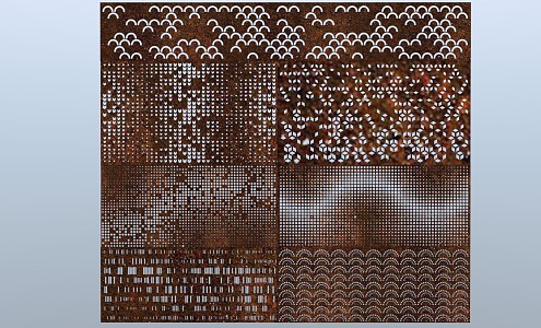 Modern background wall perforated plate hollow plate 3d model