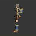 Mechanical Style Daily Life Clothing Accessories With Brown Shorts Blue Red Boots And Arm Cuffs