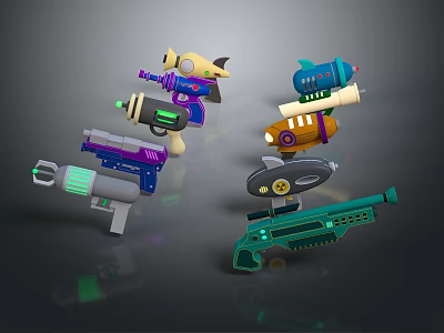 Futuristic Sci Fi Weapons Collection With Colorful Designs And Glowing Details 3d model