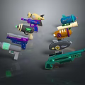 Futuristic Sci Fi Weapons Collection With Colorful Designs And Glowing Details