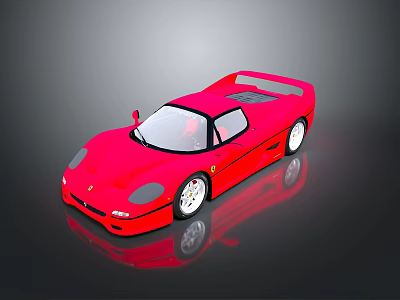 Red Sports Car With Sleek Body And Shiny Wheels On Black Reflective Surface 3d model