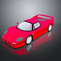 Red Sports Car With Sleek Body And Shiny Wheels On Black Reflective Surface