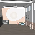 Dance Fitness Studio With Barre Wooden Floor Mirror And Silhouette Decor