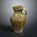 Ancient Hand Carved Pottery Sculpture With Cracked Surface And Traditional Patterns