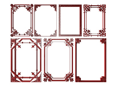 New Chinese Style Flower Lattice Window Carved Hollow Carved Window Corner Carved Gypsum Line Carved Window Pattern Carved 3d model