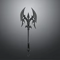 Mythical Double Bladed Axe With Ornate Metal Design And Spiked Blades