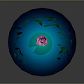 Game Movie Character 3D Model With Pink Lotus On Blue Water Surrounded By Green Grass