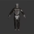 Standing Ape Like Creature With Full Body Hair And Upright Posture On Gray Background