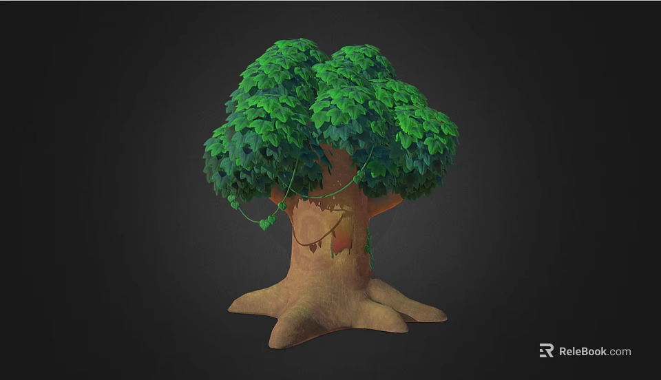 Lush Green Arbor With Dense Foliage And Brown Textured Trunk Design 3d model 