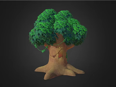 Lush Green Arbor With Dense Foliage And Brown Textured Trunk Design 3d model