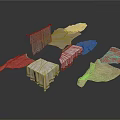 Colorful Household Textiles With Folded And Flat Tablecloths And Napkins In Various Colors And Materials