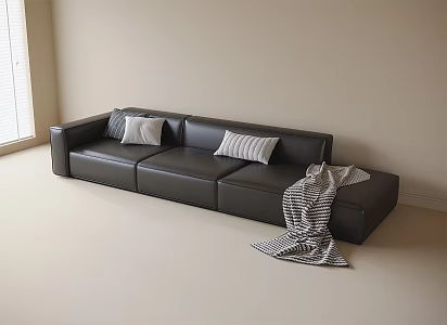 Modern three-seat sofa leather sofa 3d model