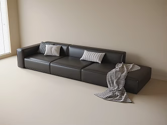 Modern three-seat sofa leather sofa 3d model