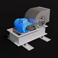 Industrial Equipment With Blue Motor Gray Housing And Metal Base Structure