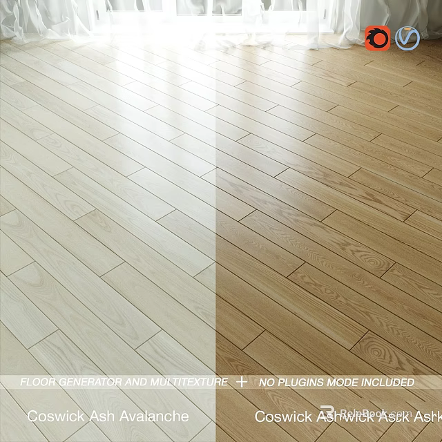 Wooden Floor Components With Natural Texture And Color Variations For Interior Design 3d model 