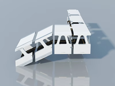 White Modern Swing Doors With Folding Panels In Minimalist Grey Setting 3d model