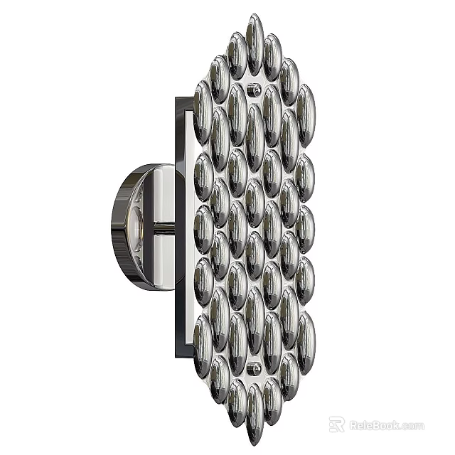 Elegant Modern Wall Sconce With Circular Glass Decorations And Metallic Frame Design 3d model