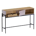 Modern Wooden Dressing Table With Drawers And Black Metal Frame Home Decor