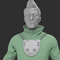 Man With Tall Spiky Hair Glasses Green Turtleneck And Chest Device