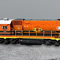 Orange and black train number 1537 CARY with yellow snow plow on railway track