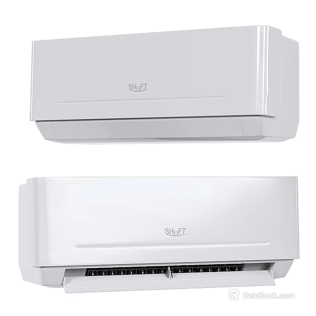 Silver Brand White Air Conditioner Air Outlet With Modern Design And Indoor Unit 3d model 