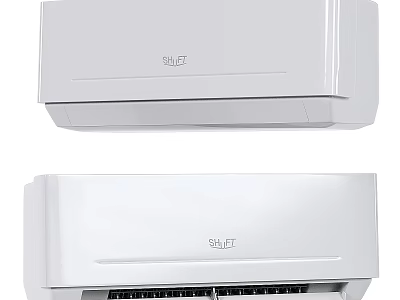 Silver Brand White Air Conditioner Air Outlet With Modern Design And Indoor Unit 3d model