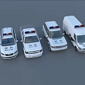 Multiple Police Function Vehicles With Emergency Lights Car SUV And Van Models For Law Enforcement 3d model