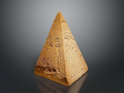 Ancient Egyptian Pyramid Sculpture With Intricate Carved Hieroglyphs And Symbols 3d model