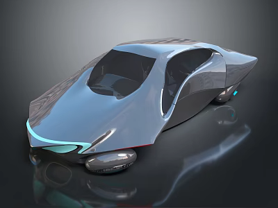 Futuristic Concept Car With Sleek Streamlined Design And Glowing Front Lights 3d model