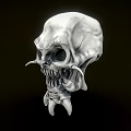 Silver Skeleton Creature With Sharp Fangs Spiked Protrusions And Menacing Facial Features 3d model