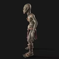 Green Skinned Goblin Game Movie Character With Pointed Ears Tattered Clothing And Ornamental Necklace