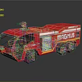 Red MAGNUS Fire Truck With Discover Label And Roof Equipment Exterior Design