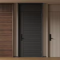 Modern Security Doors With Vertical Slat Designs In Brown Black And Beige Colors