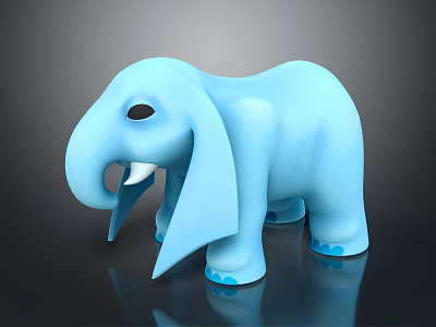 Blue Elephant Toy With Cartoon Design Smooth Surface And Glossy Finish For Kids 3d model