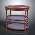 Elegant Classic Round Wooden Table With Three Shelves And Sturdy Legs
